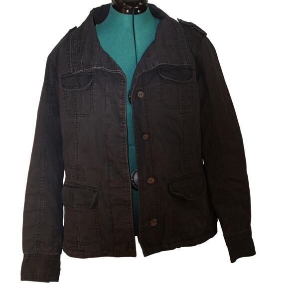Kirra Black Utility Jacket with Sherpa Lining Women’s Large - Picture 1 of 4